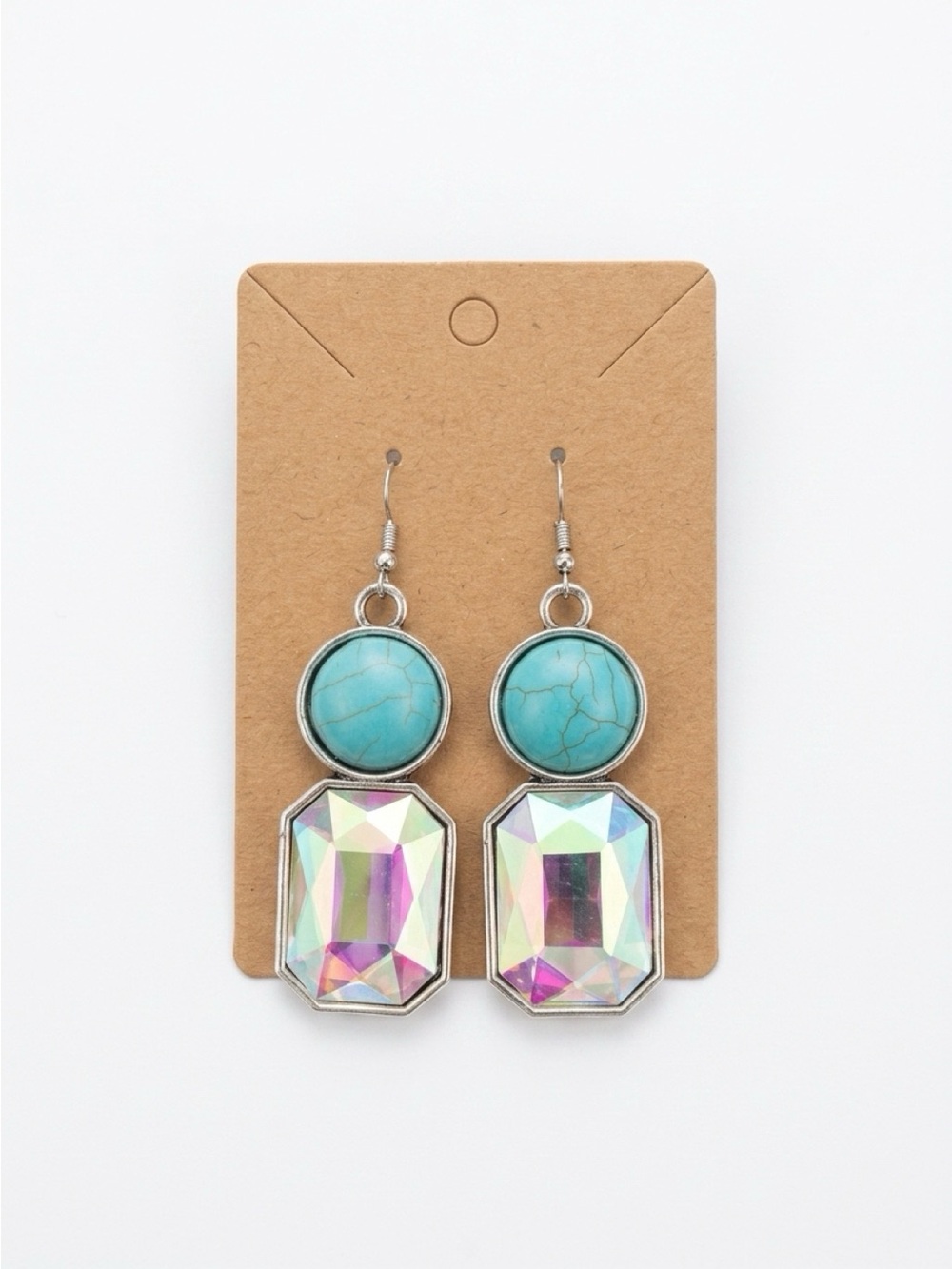 Fashion Jewelry Turquoise and Iridescent Drop Earrings